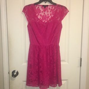 BeBop Pink A-line. Sweetheart shape with V neck.